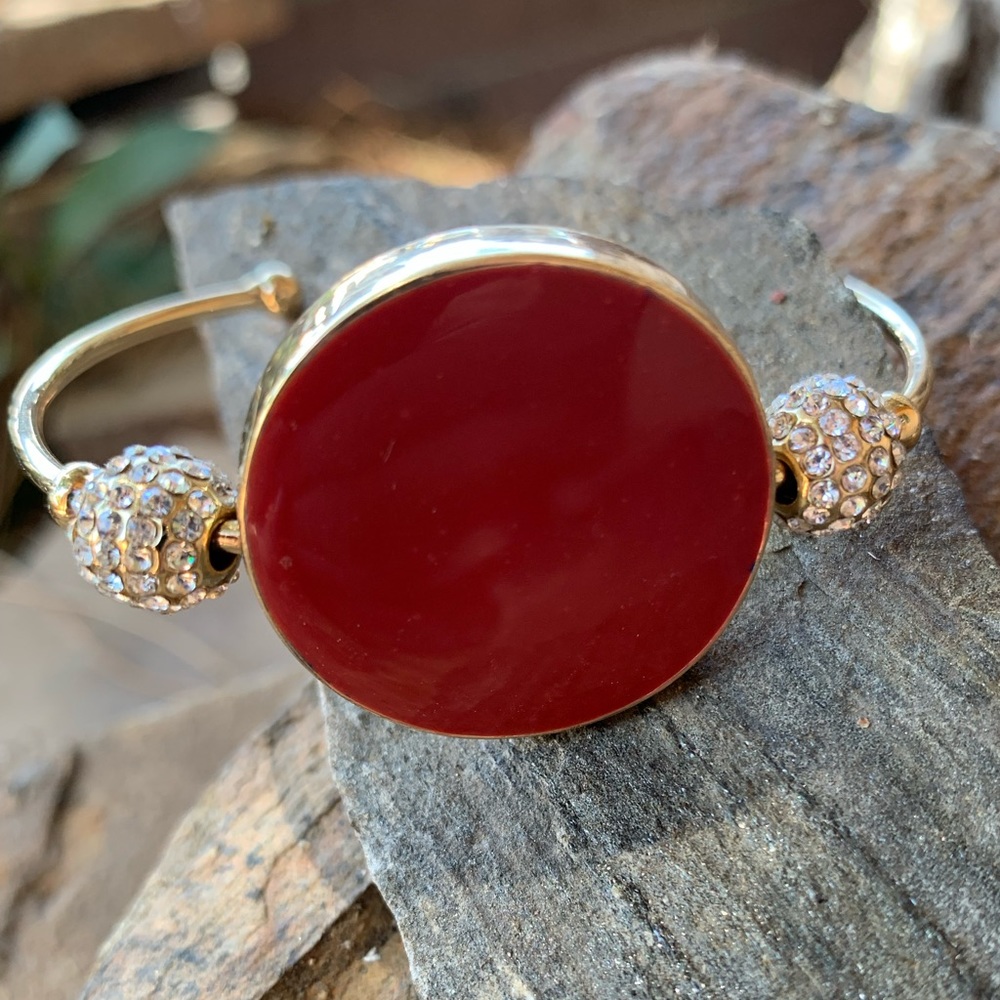 Red Gold Rhinestone Cuff NWT